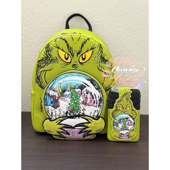 Loungefly How The Grinch Stole Christmas Snow Globe GITD Mini Backpack Set main image 8